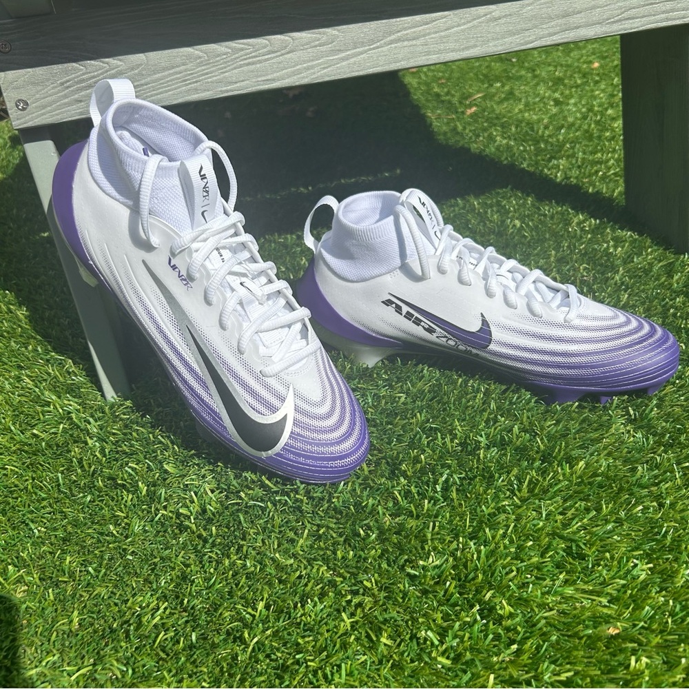 Nike Air Zoom Vapor Pro 1 White Purple Cleats HM8850-101 Men's Sz 8 NEW